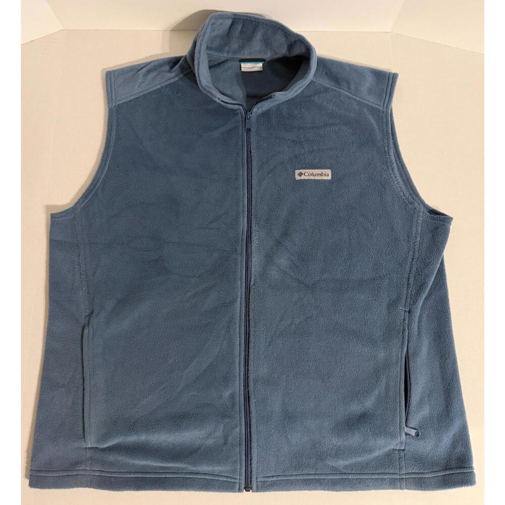 Columbia Fleece Vest Mens XL Blue Grayish Steens Mountain Full Zip Logo 1639261